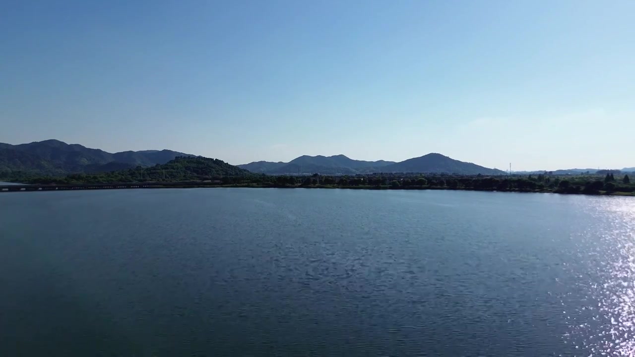 航拍牟山湖山水风景视频下载