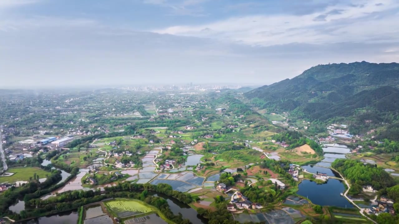 6K30P重庆铜梁雨后乡村田园风光航拍延时视频视频素材