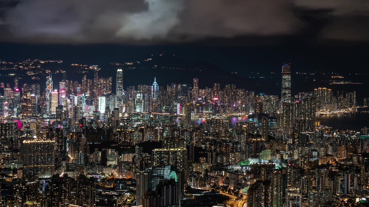 香港维多利亚港CBD中环日出高空延时视频素材