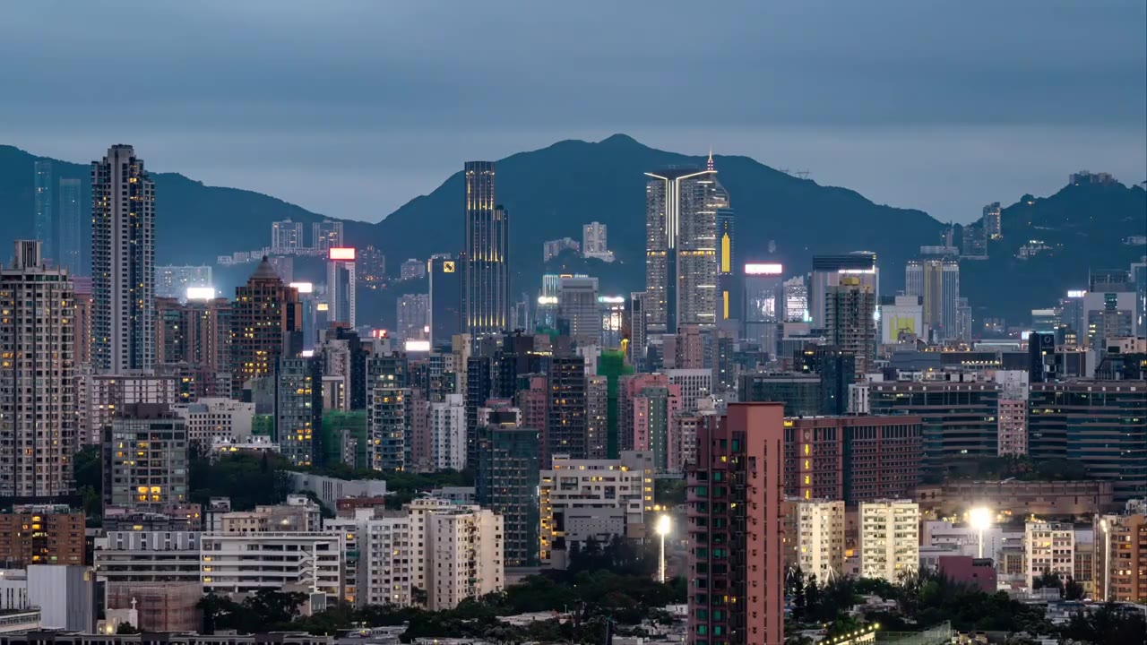 香港维多利亚港CBD中环日出高空延时视频素材