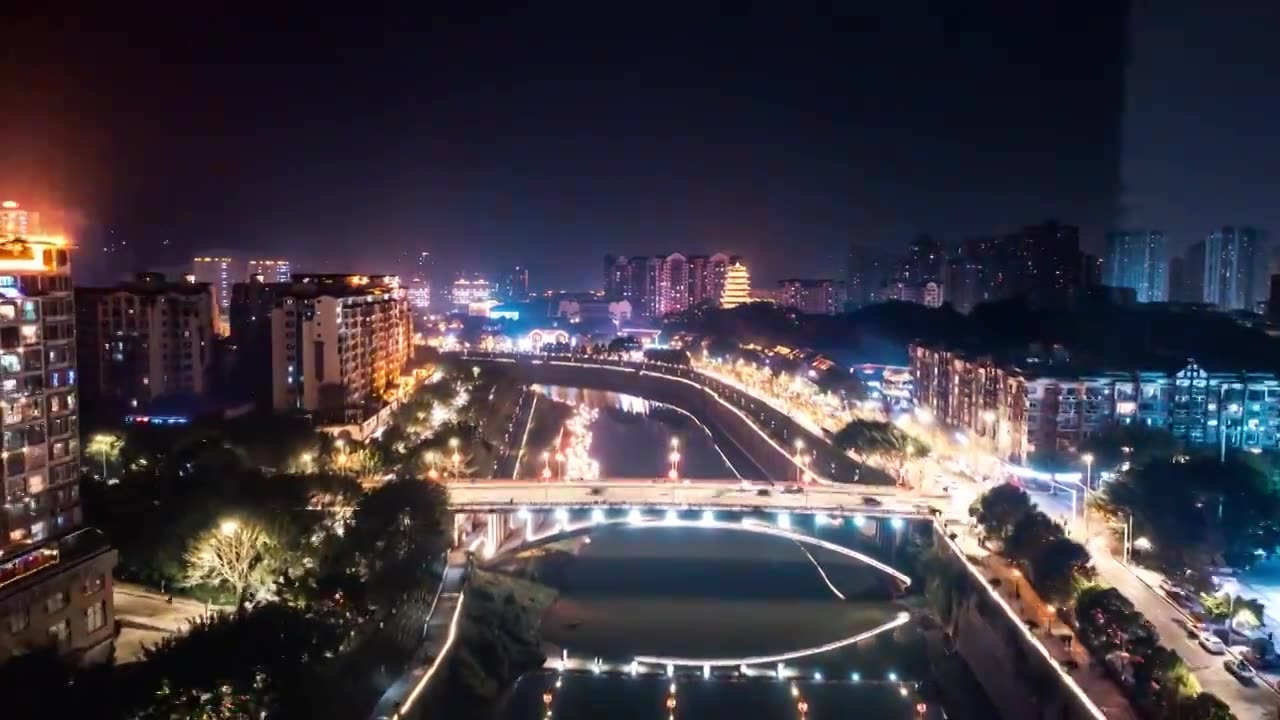 重庆市荣昌区香霏楼的夜景风光视频素材