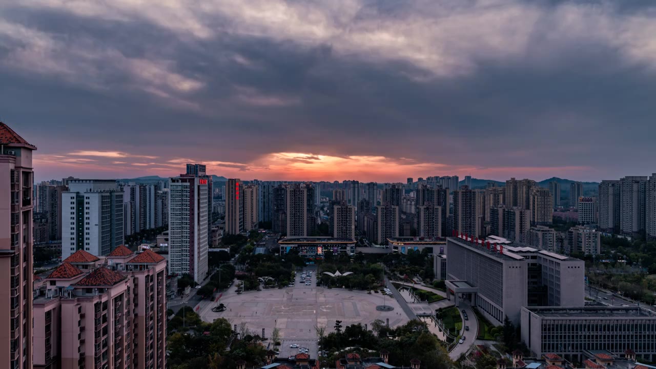 重庆市荣昌区城市新区的夕阳视频素材