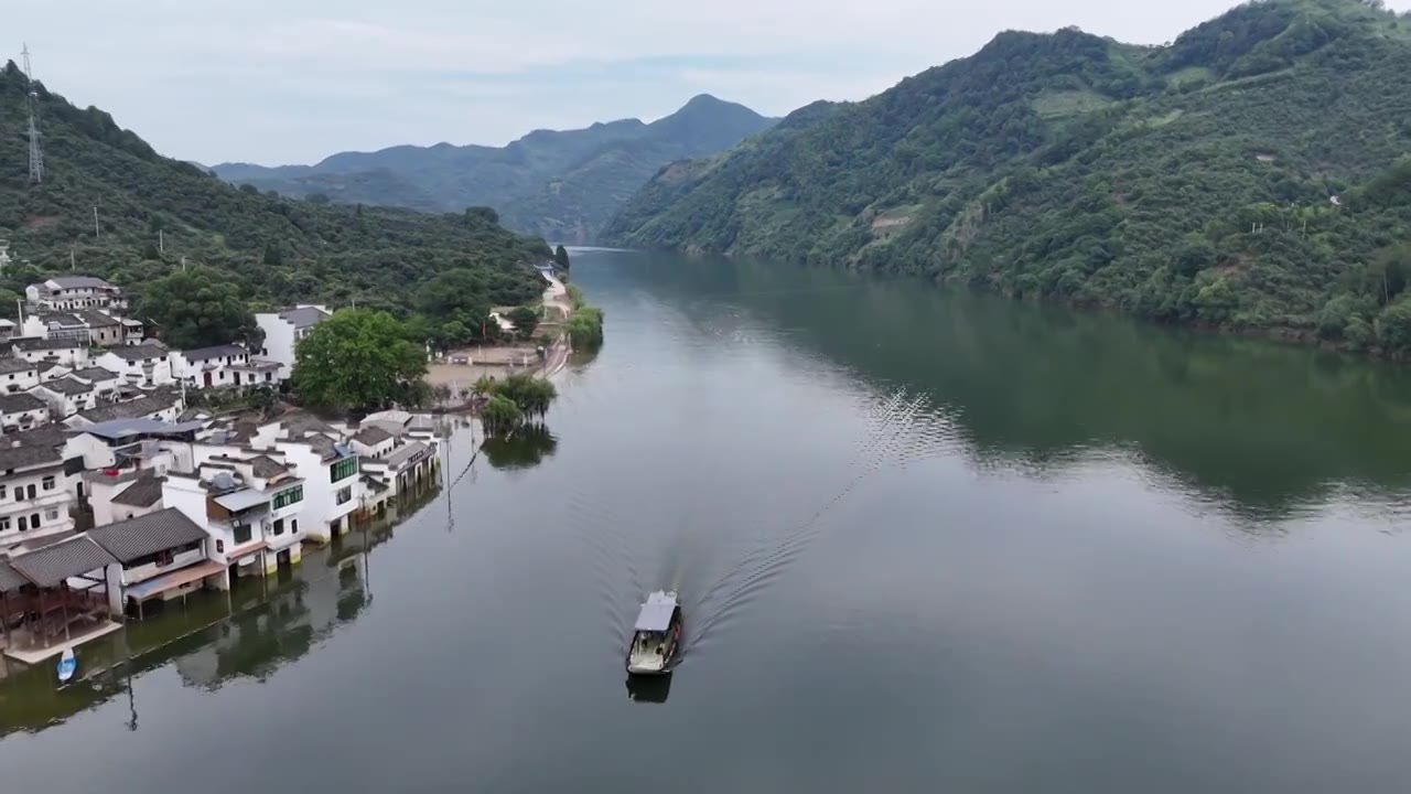 航拍安徽皖南宣城风景-渔梁坝视频素材