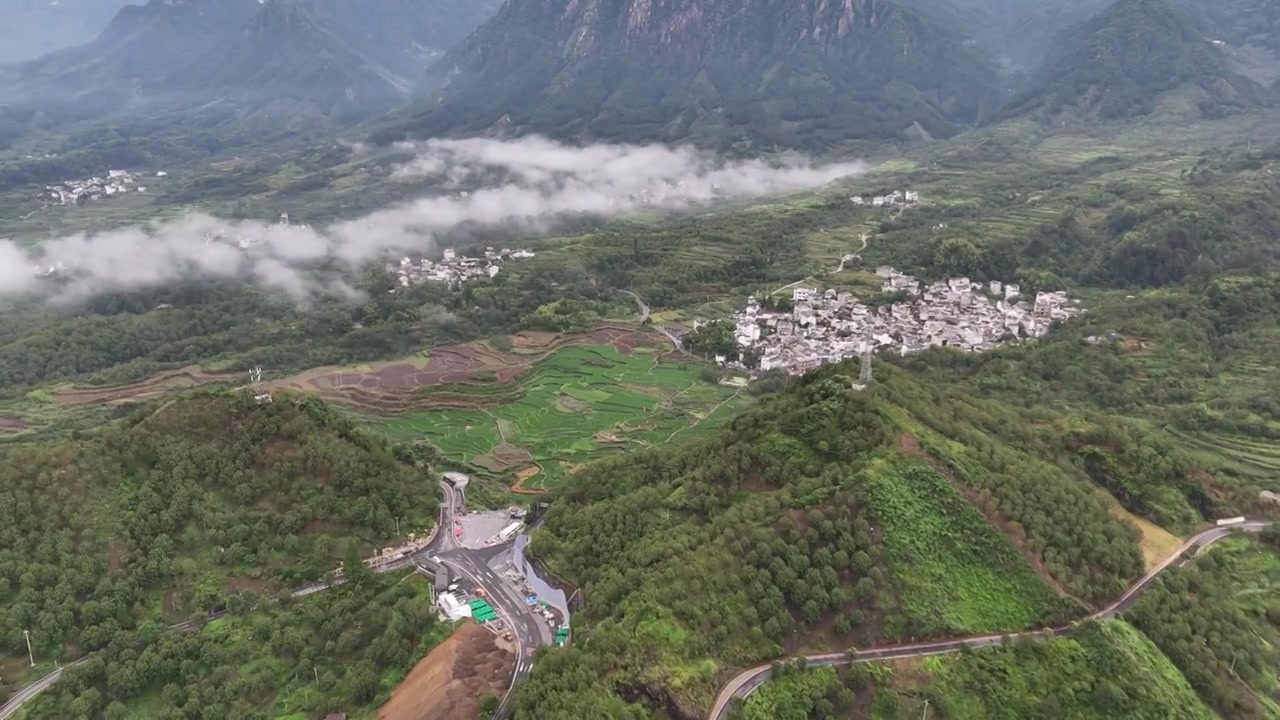 皖南安徽宣城-梅干岭观景台梯田，云雾视频下载