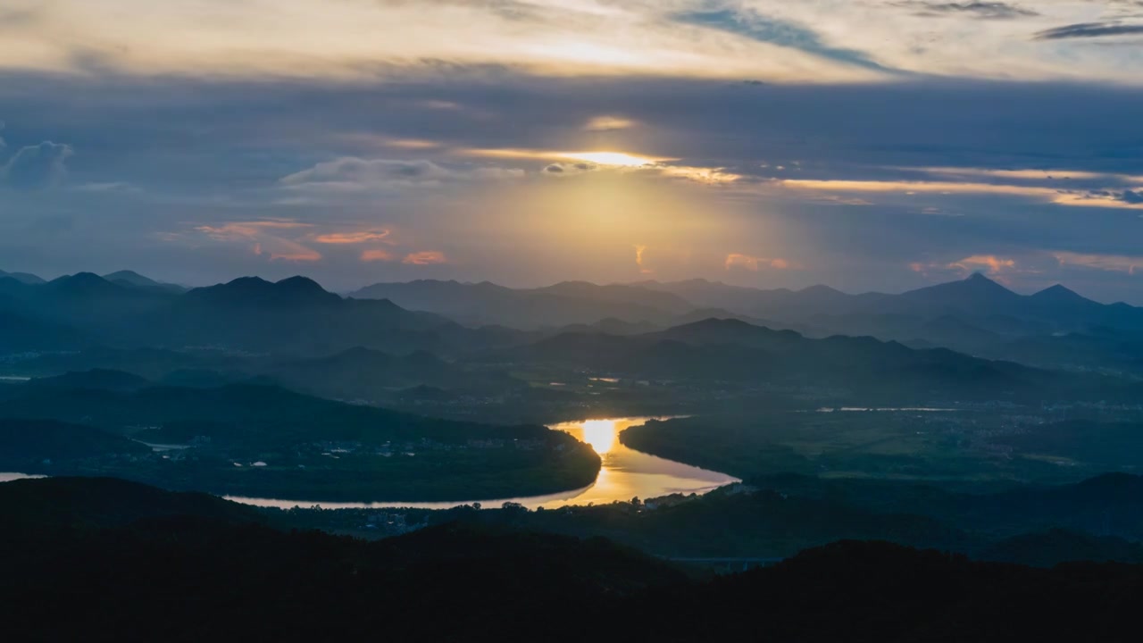 广州增城太子坑落日晚霞傍晚夕阳视频素材