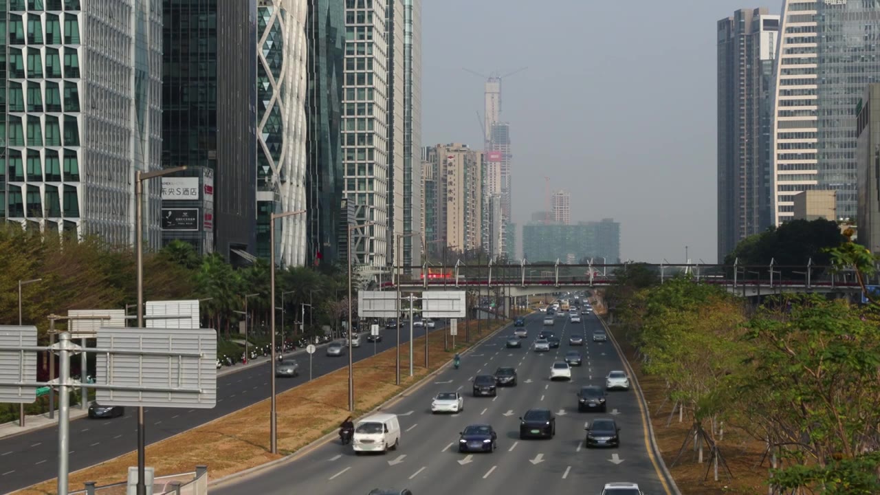 深圳城市道路汽车车流视频素材