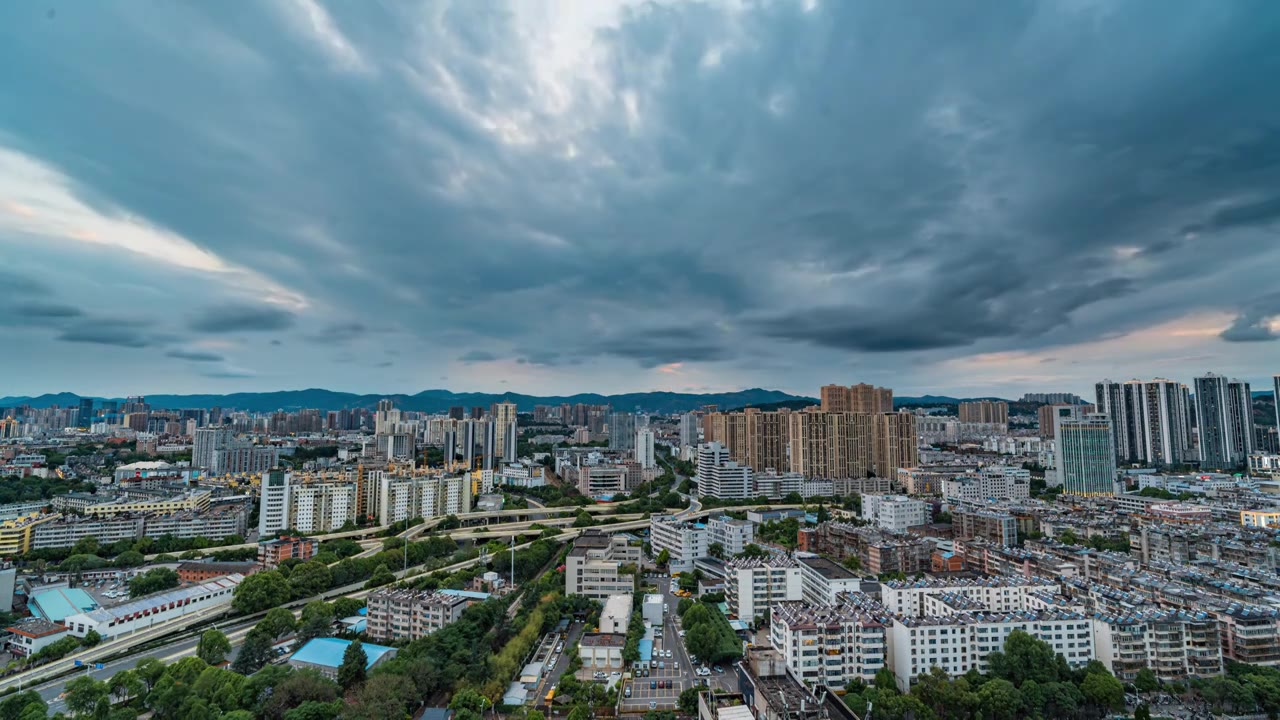 城市高楼晚霞延时视频素材