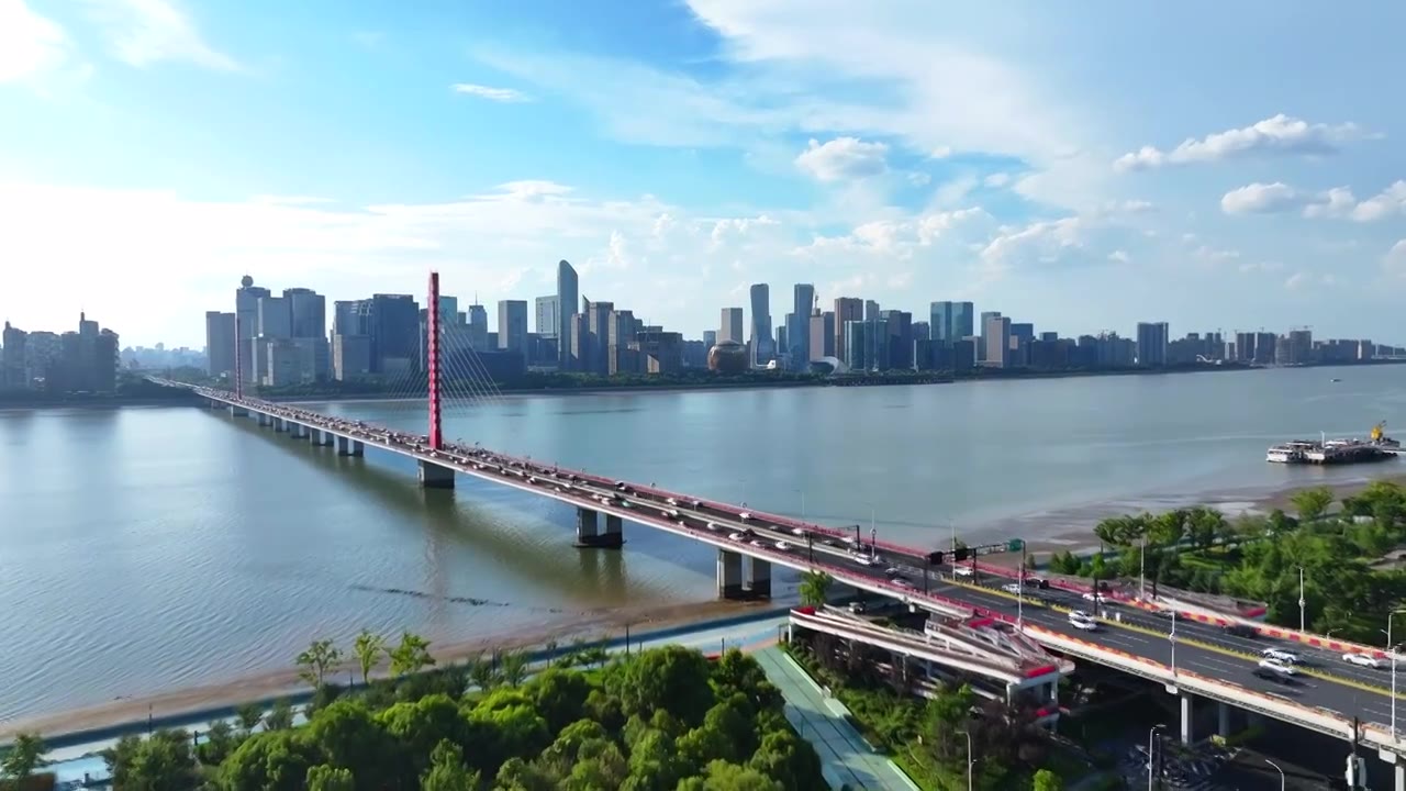 杭州西兴大桥城市风光视频下载