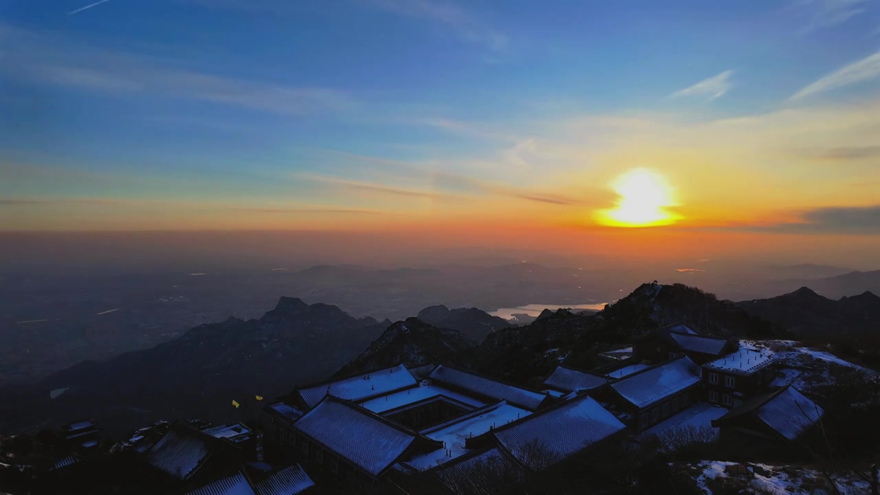 泰山晚霞延时视频素材