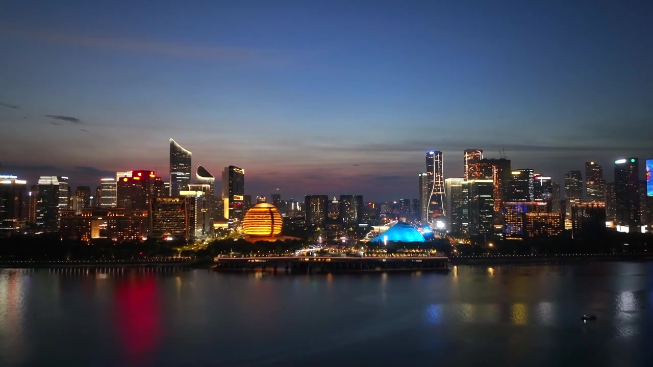 杭州钱江新城繁华都市夜景视频素材