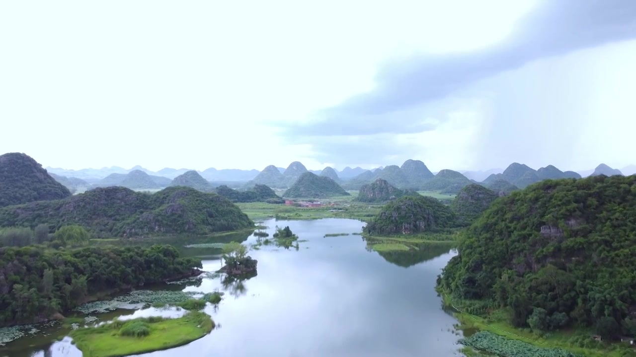 航拍云南普者黑风景区视频素材