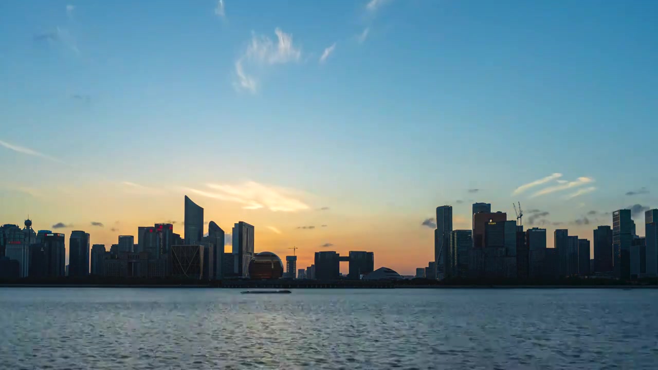 杭州城市日落 钱江新城 夜景视频素材