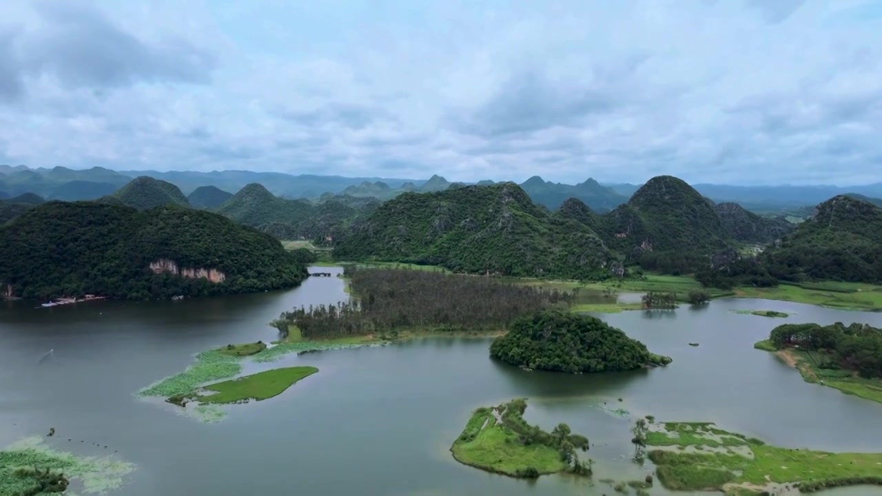 航拍云南普者黑景区视频素材