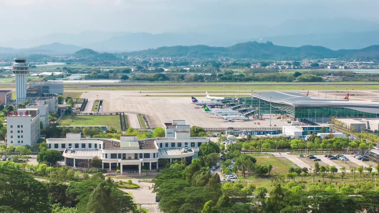 揭阳潮汕机场延时摄影视频素材