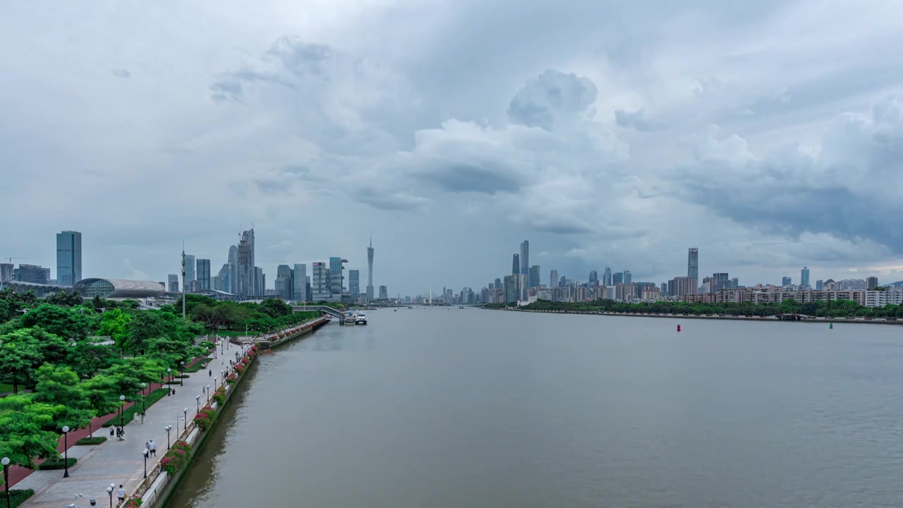 琶洲广州塔珠江新城CBD城市天际线经济金融区城市风光视频下载