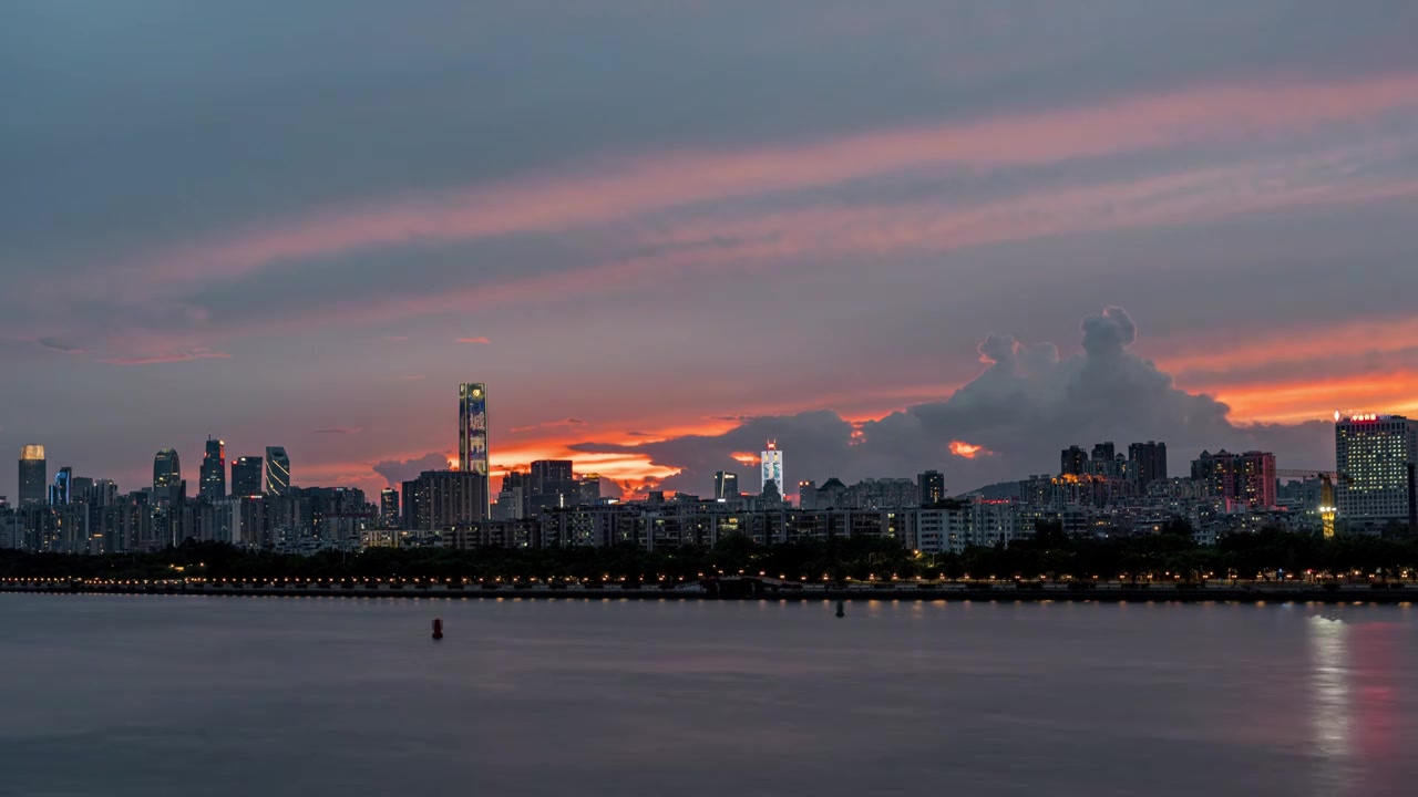 广州员村日落晚霞城市风光视频下载