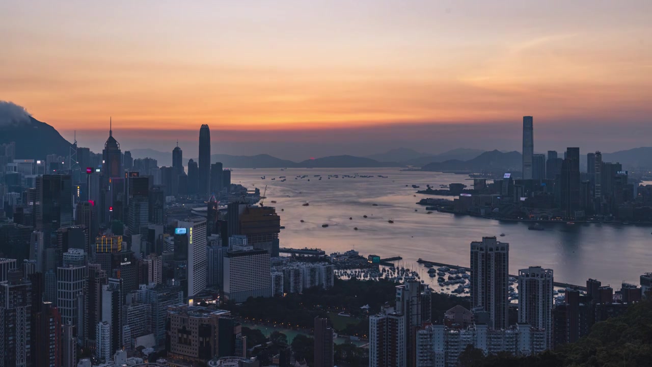 香港城市日落夜景延时视频下载