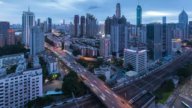 广东深圳罗湖城市风光4K夜景延时 固定画面视频素材