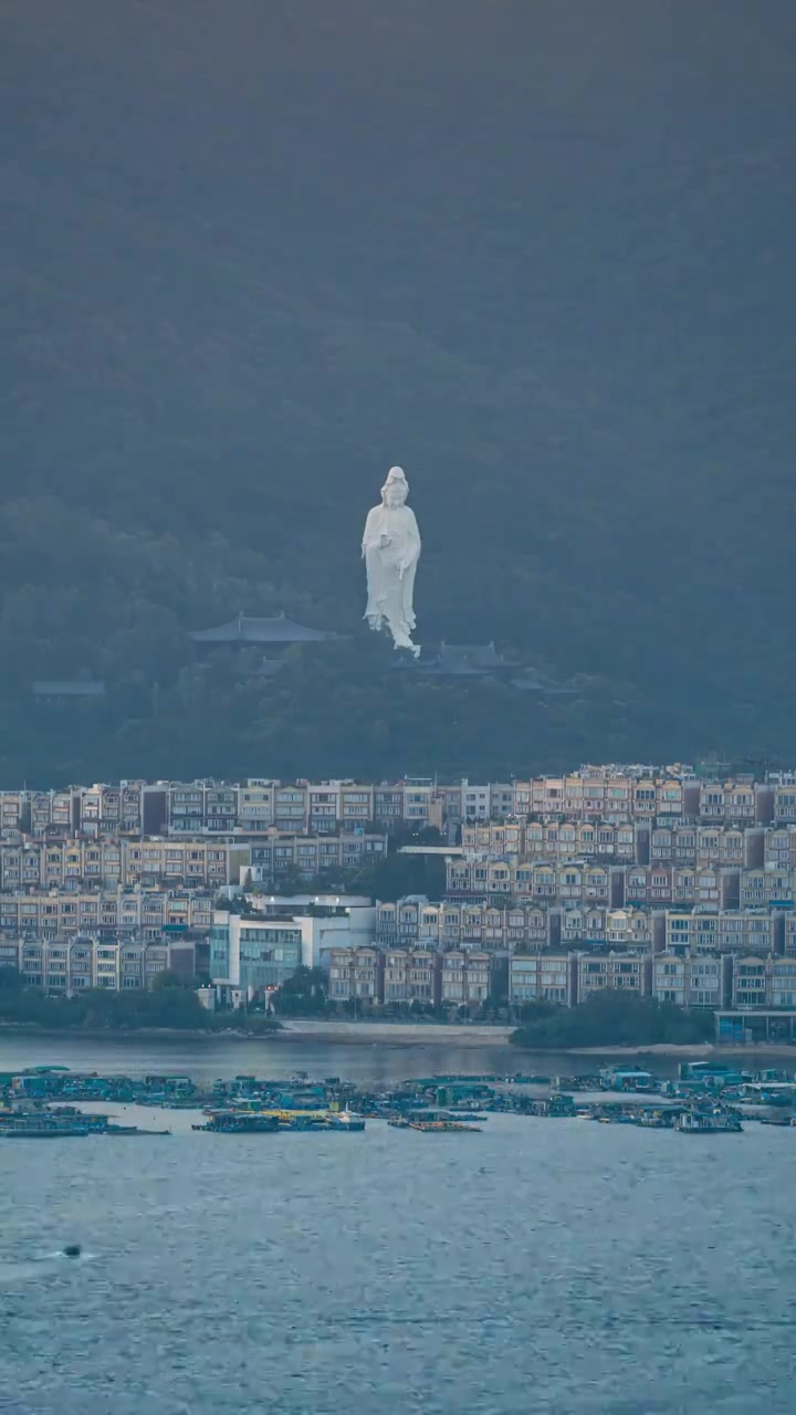 香港慈山寺观音菩萨俯瞰众生延时视频下载