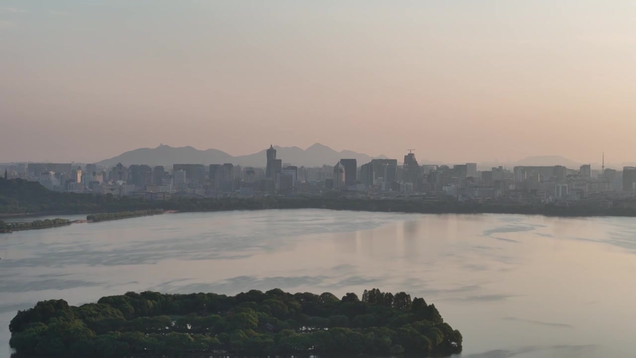 杭州西湖夏日清晨航拍风光视频素材