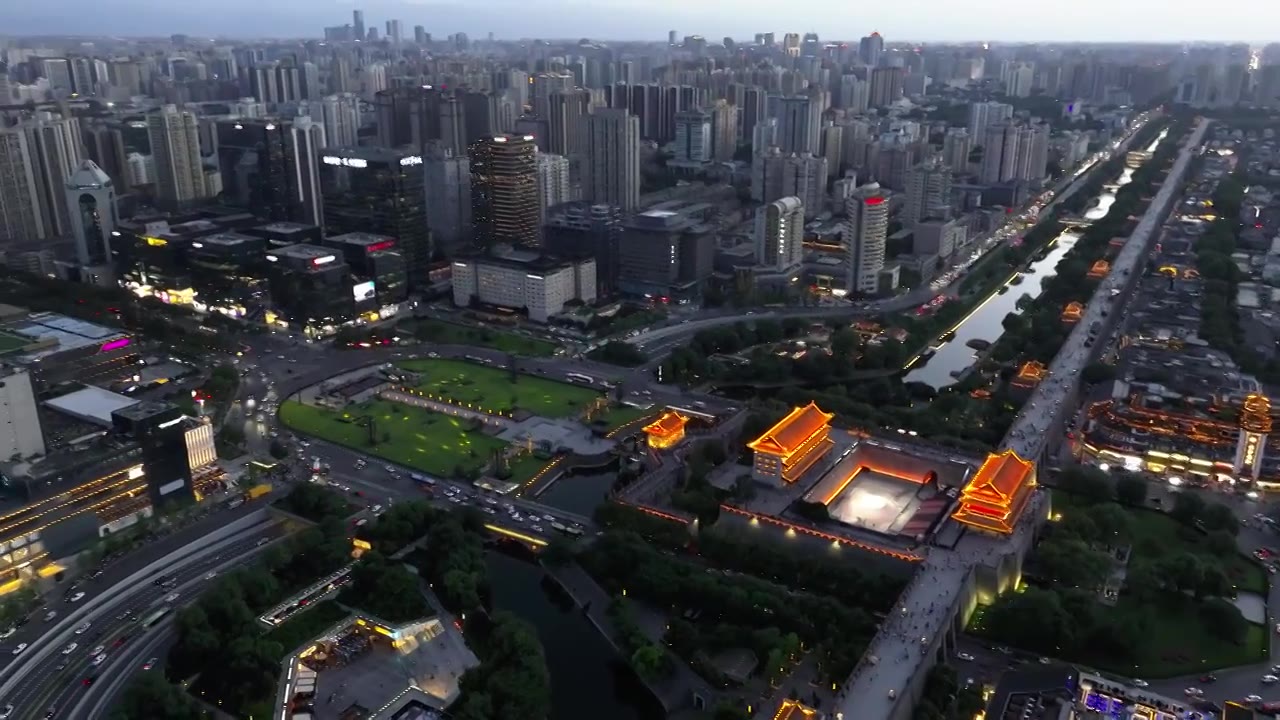 陕西西安永宁门夜景视频下载