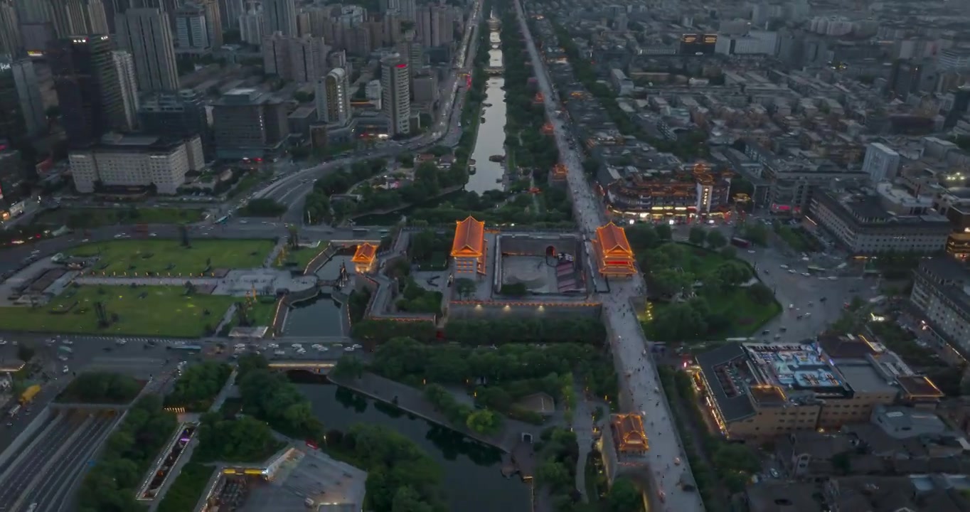 陕西西安永宁门夜景延时视频下载