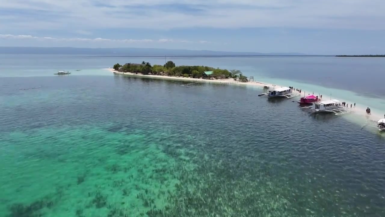 宿务，邦劳礁坪Panglao Reef Flat，处女岛Pungtud Island，拖尾沙滩，航拍视频下载