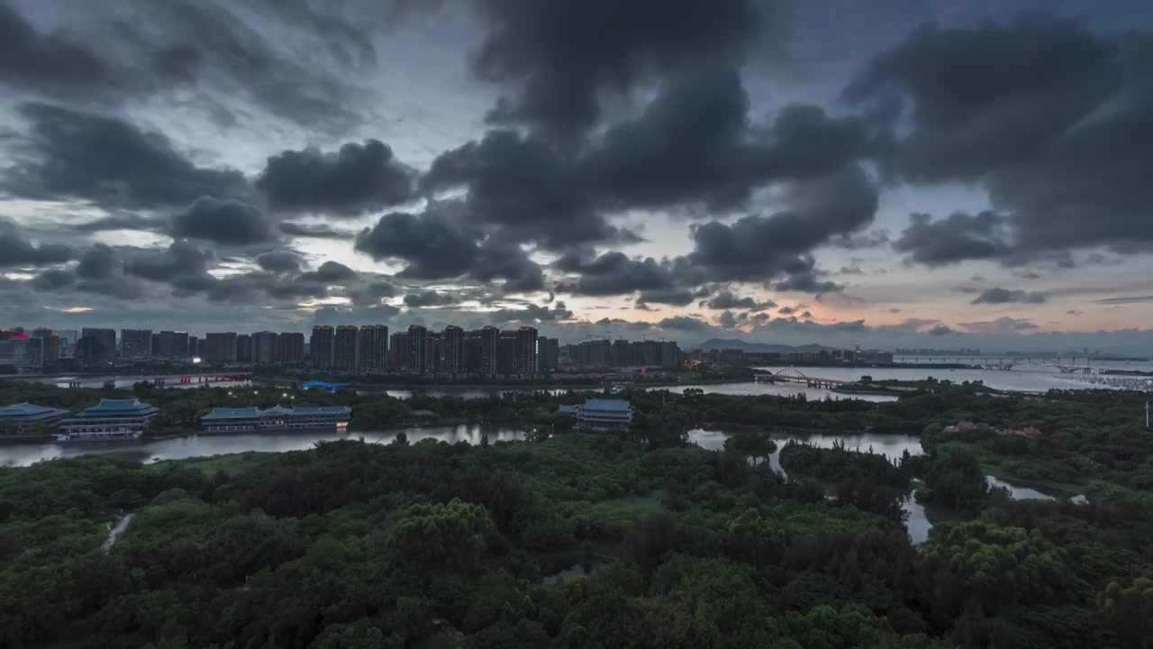 厦门五缘湾湿地公园日转夜延时视频素材