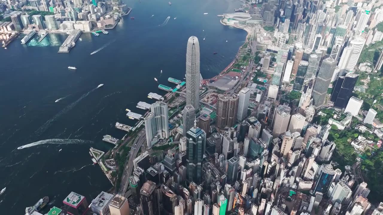 香港维多利亚港航拍视频素材