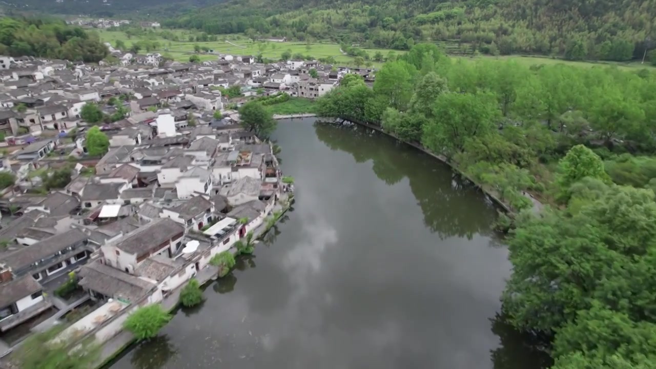 皖南宏村建筑航拍视频素材