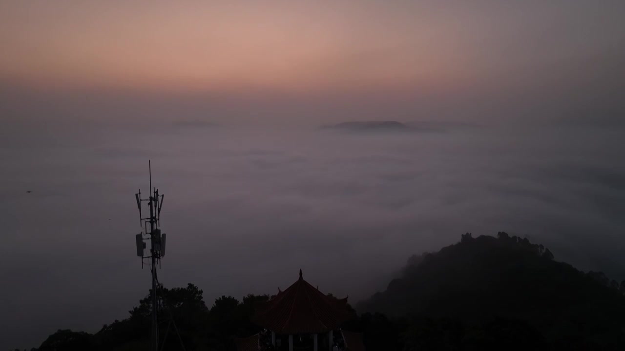 广州增城师爷增江山日出云海瀑布云视频下载