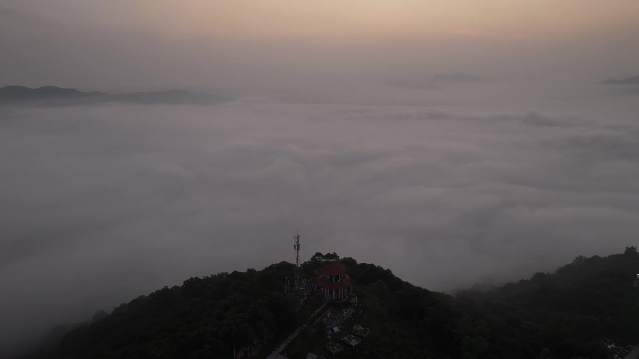 广州增城师爷增江山日出云海瀑布云视频下载