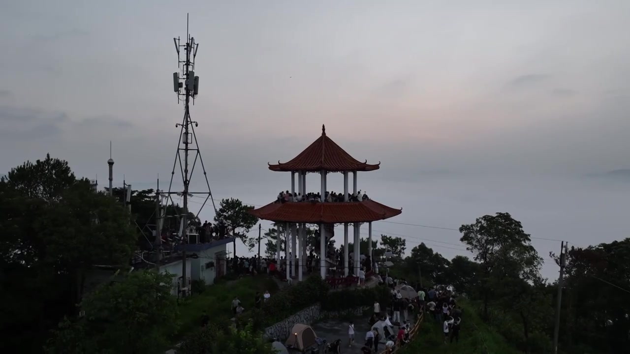 广州增城师爷增江山日出云海瀑布云视频下载