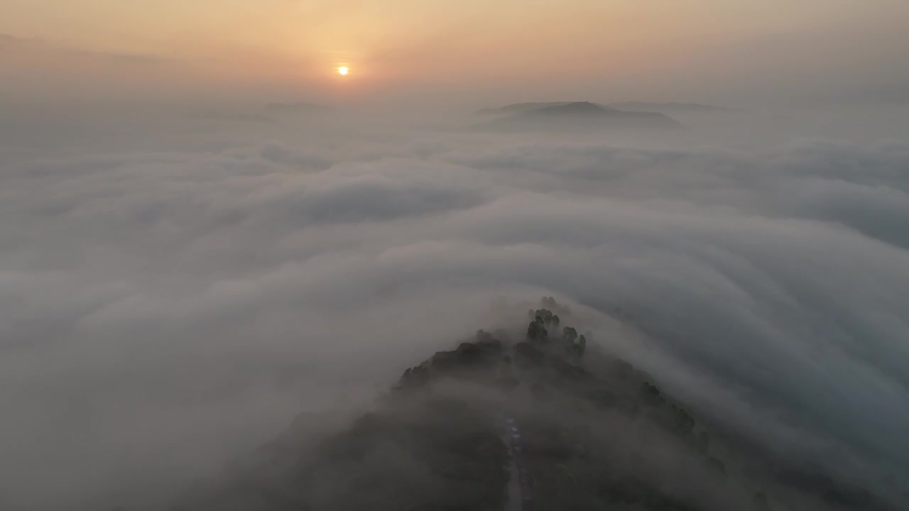 广州增城师爷增江山日出云海瀑布云视频下载