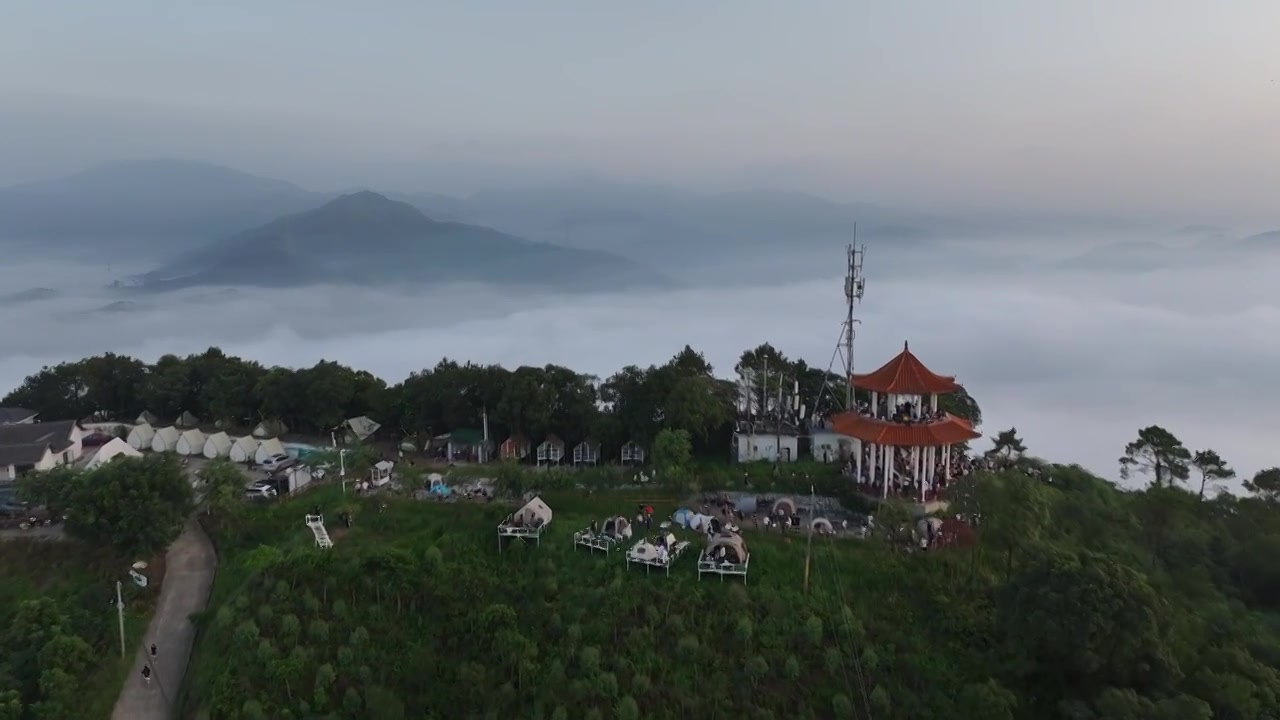 广州增城师爷增江山日出云海瀑布云视频素材