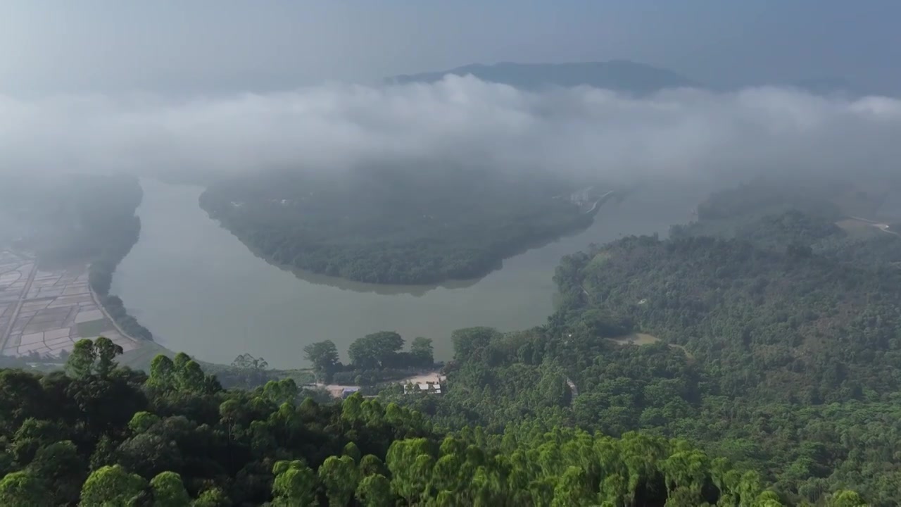 广州增城师爷增江山日出云海瀑布云视频素材