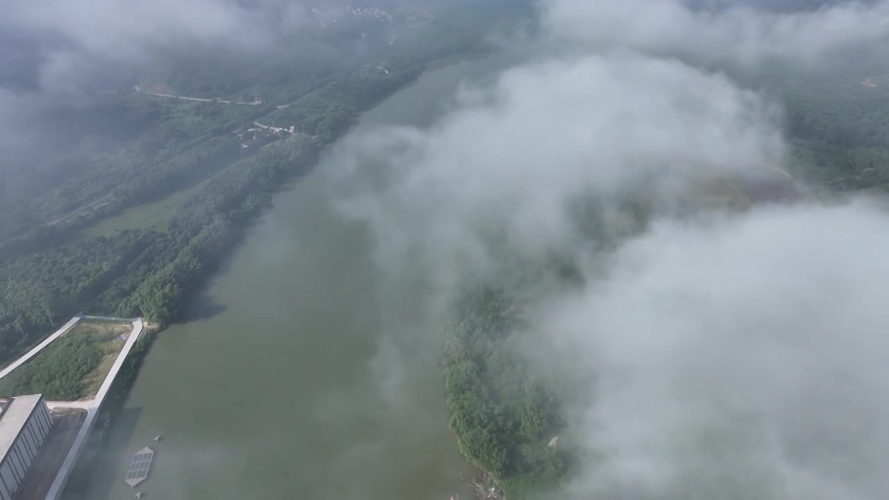 广州增城师爷增江山日出云海瀑布云视频素材