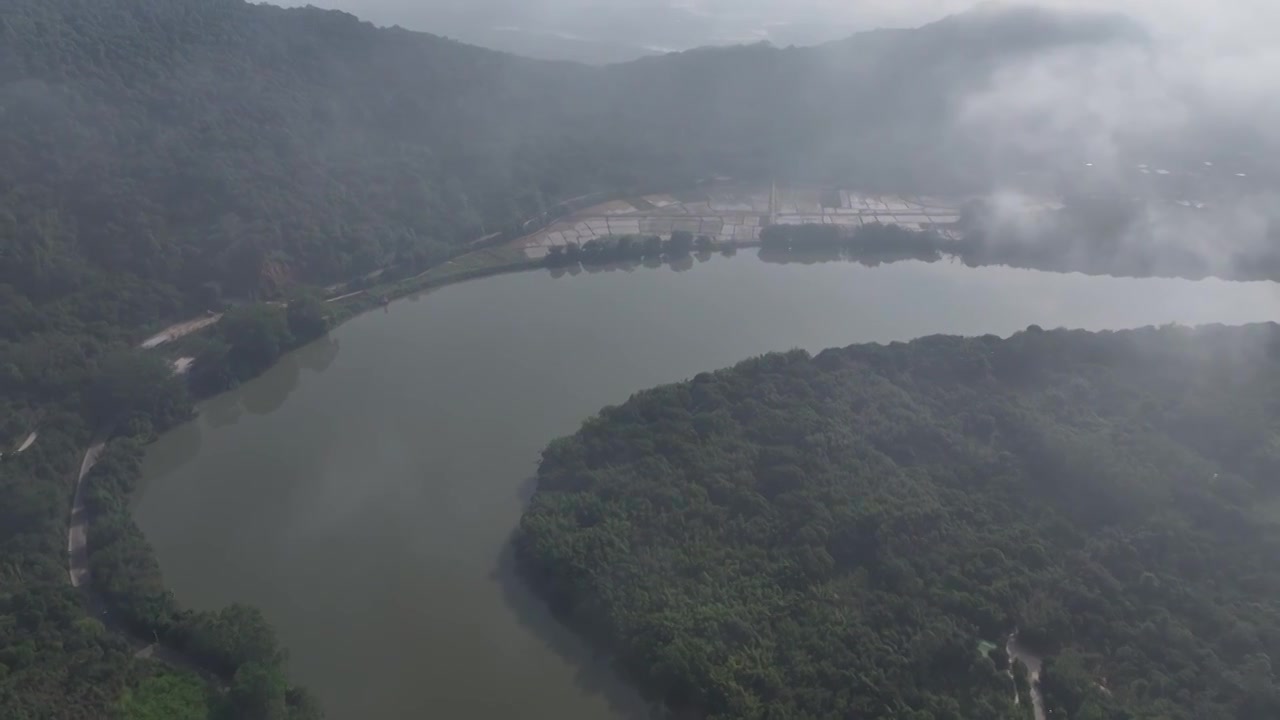 广州增城师爷增江山日出云海瀑布云视频下载