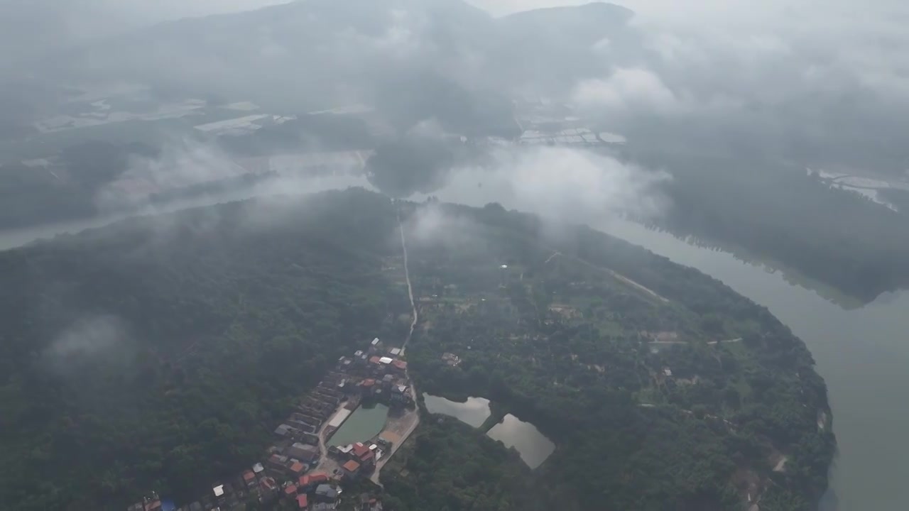 广州增城师爷增江山日出云海瀑布云视频下载