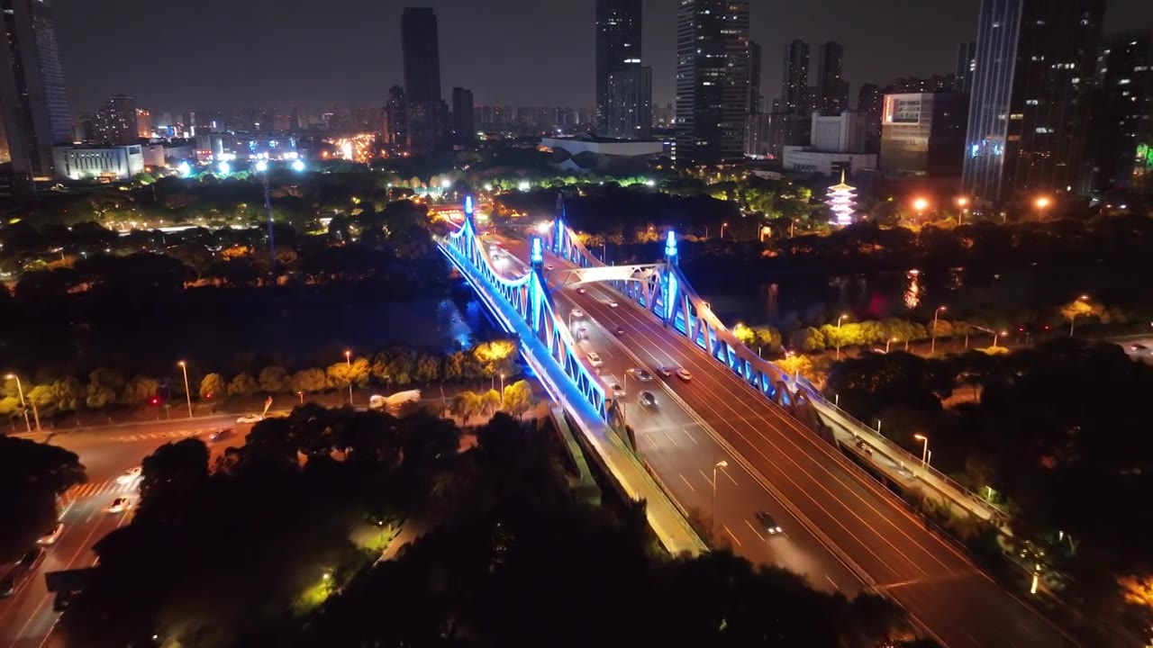 无锡梁溪区金匮大桥夜景道路交通2视频素材