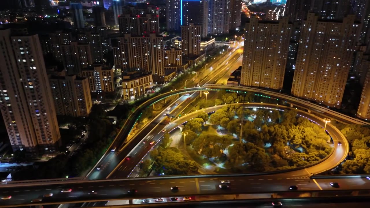 无锡梁溪区瞻江立交夜景3视频素材