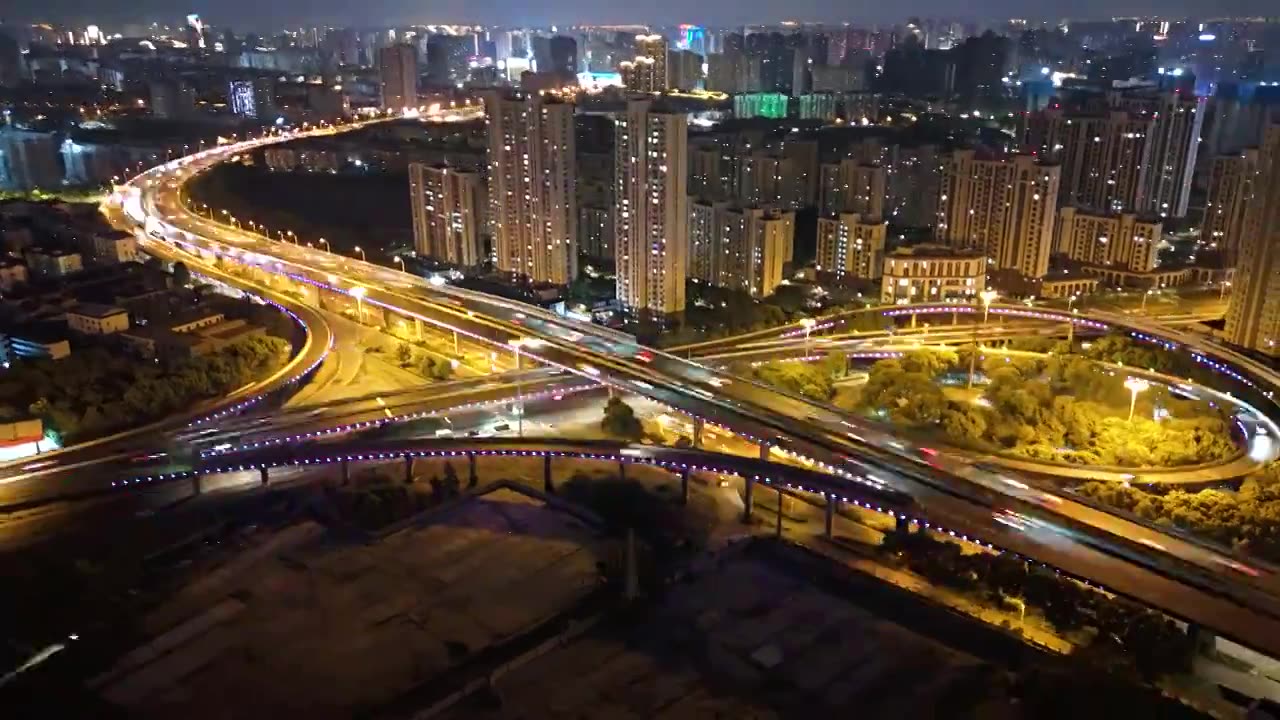 无锡梁溪区瞻江立交夜景2视频素材