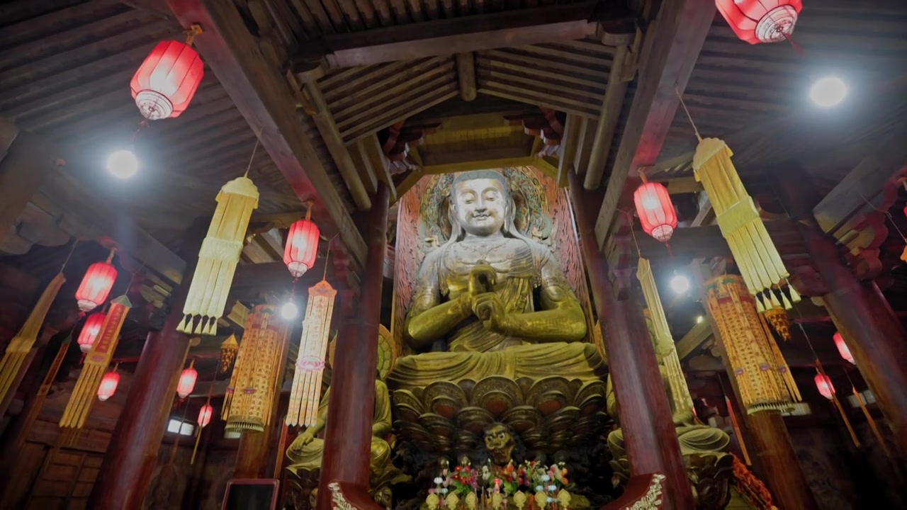 湖北襄阳唐城影视基地青龙寺古代建筑风景视频下载