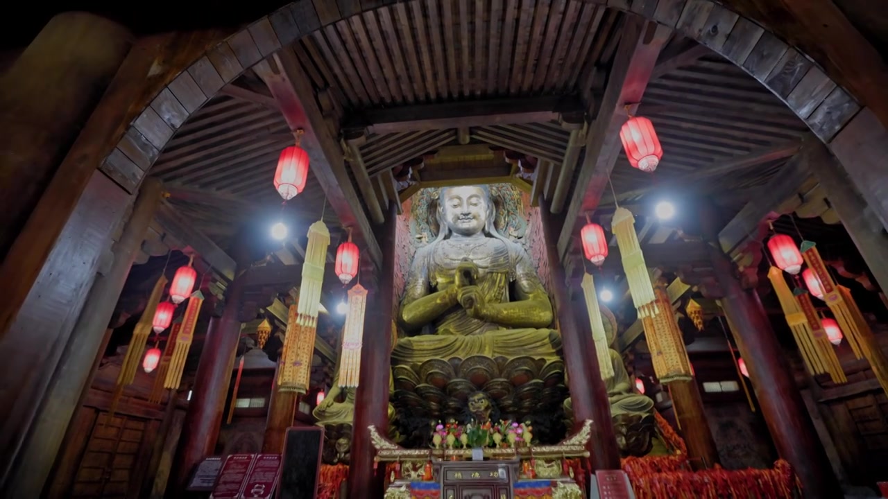 湖北襄阳唐城影视基地青龙寺古代建筑风景视频素材