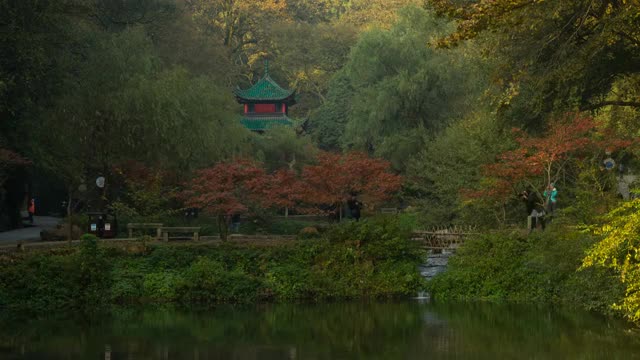 长沙岳麓山爱晚亭外景延时视频素材