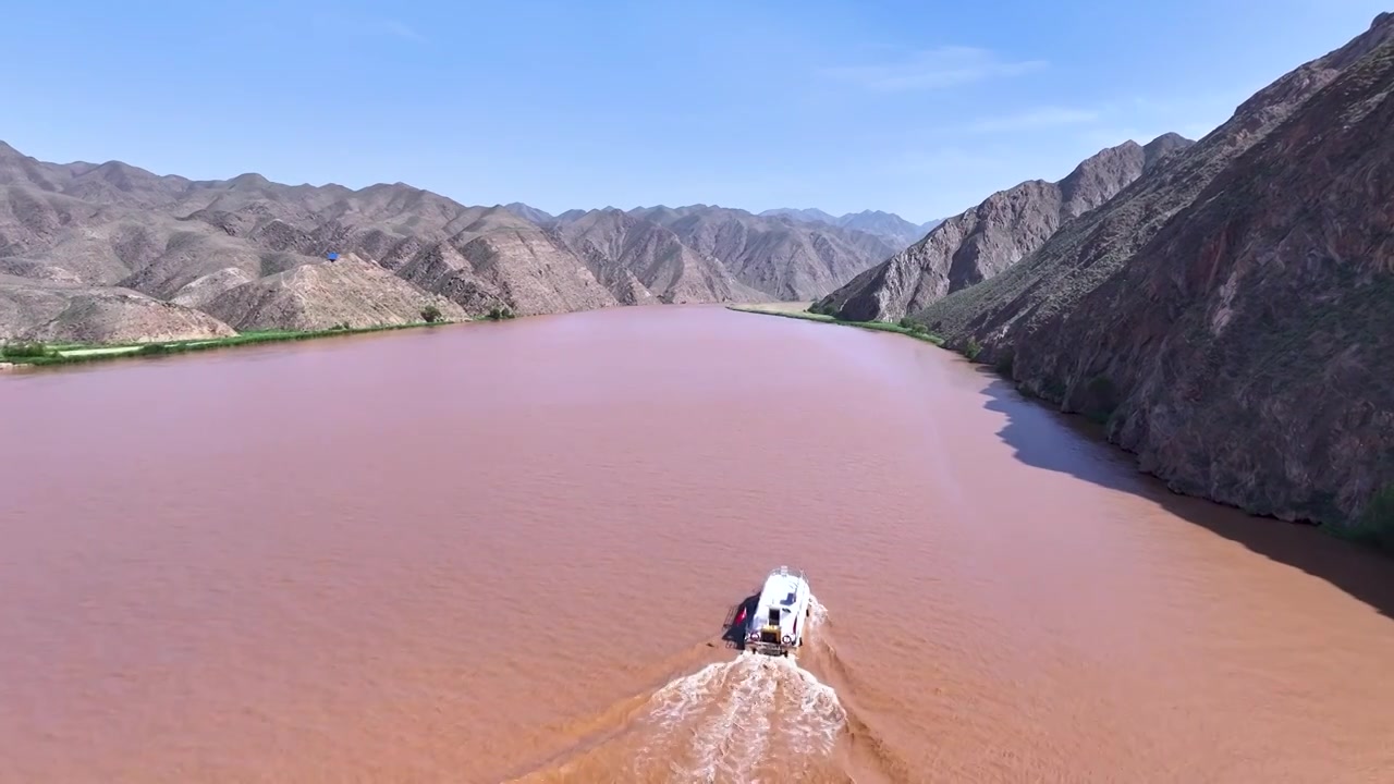 宁夏青铜峡黄河大峡谷景区航拍视频视频下载