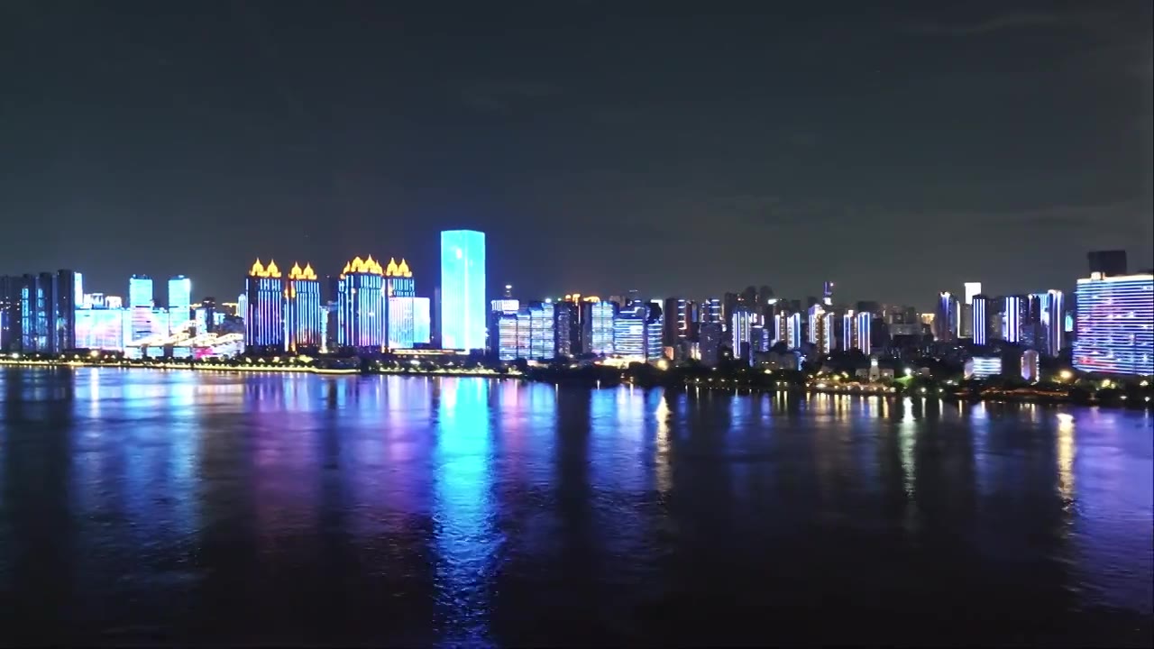 武汉城市夜景航拍视频素材