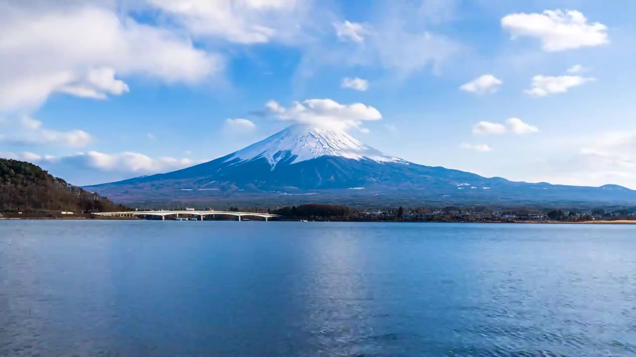 日本富士山蓝天白云延时视频下载