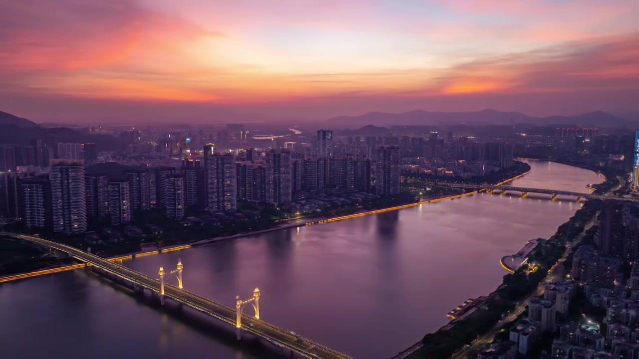 航拍珠海白石桥夜景视频素材