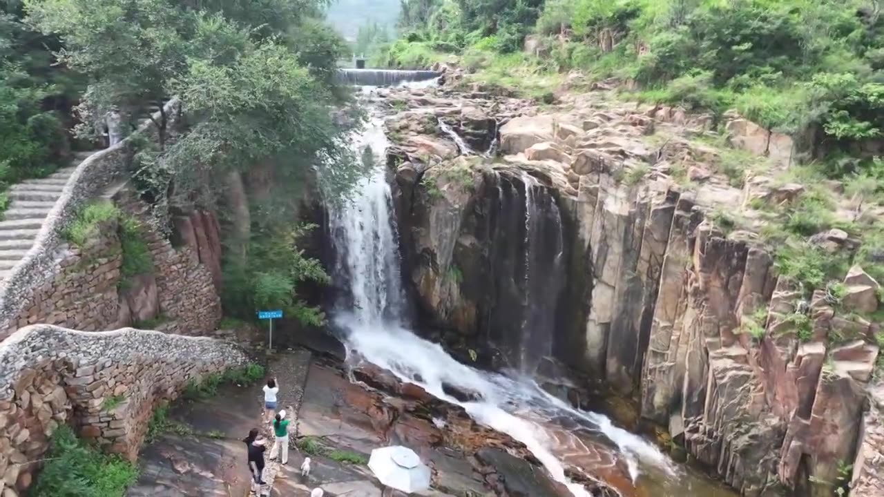 济南长清刁庄五女瀑布视频素材